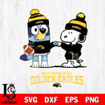 Southern Miss Golden Eagles Snoopy & Bluey Football Svg Eps Dxf Png File,NCAA Svg Files,Chill Guy svg ,Digital Download ,Instant Download, Cricut File