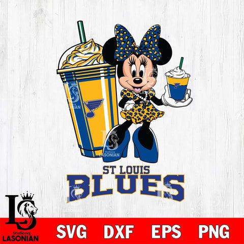 St Louis Blues Minnie Mouse Fan And Coffee Svg Eps Dxf Png File, Digital Download, Instant Download