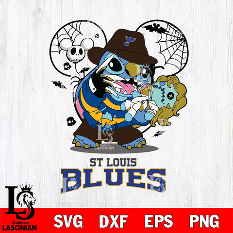 St Louis Blues Stitch Freddy Krueger Halloween Svg Eps Dxf Png File, Digital Download, Instant Download