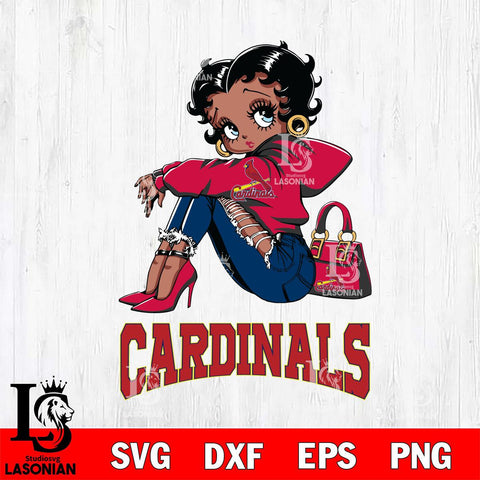 St Louis Cardinals Betty Boop Black Fan Girl Svg Eps Dxf Png File, Digital Download, Instant Download