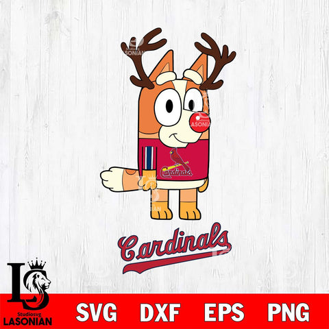 St Louis Cardinals Bluey Chilli Christmas Deer Svg Eps Dxf Png File, Digital Download