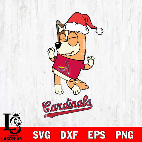 St Louis Cardinals Bluey Chilli Happy Christmas Svg Eps Dxf Png File, Digital Download