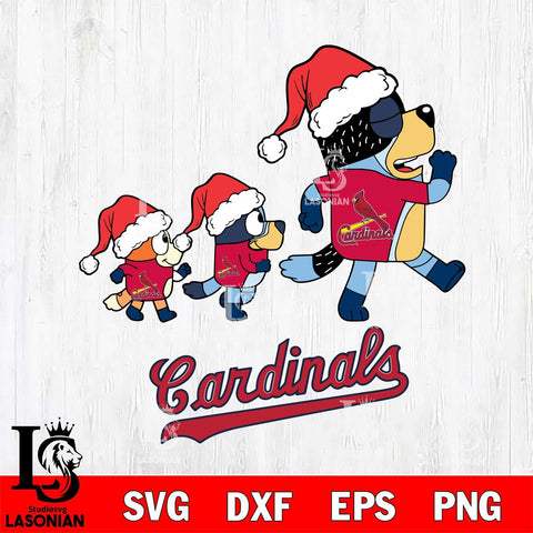 St Louis Cardinals Bluey Family Christmas Svg Eps Dxf Png File, Digital Download