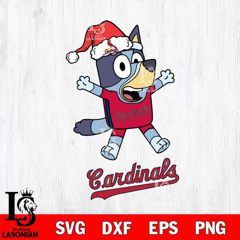 St Louis Cardinals Bluey Happy Christmas Svg Eps Dxf Png File, Digital Download