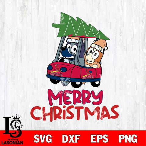 St Louis Cardinals Bluey Merry Christmas Svg Eps Dxf Png File, Digital Download