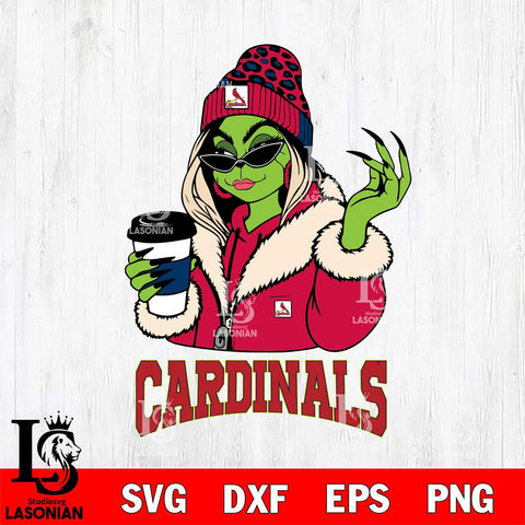 St Louis Cardinals Boujee Grinch Girls Christmas Cut Files Cricut, Svg Dxf Eps Png file , Silhouette