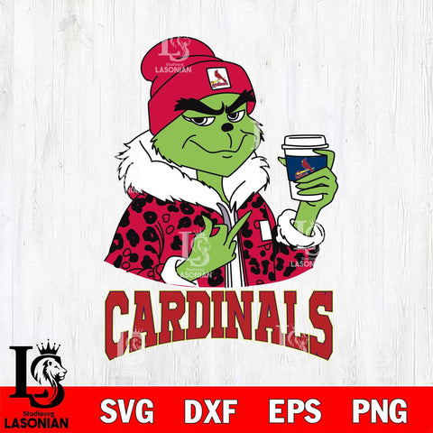 St Louis Cardinals Boujee Grinch Leopard Christmas Cut Files Cricut, Svg Dxf Eps Png file , Silhouette