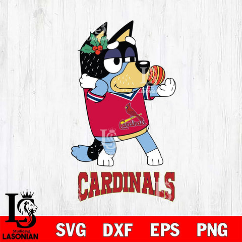 St Louis Cardinals Christmas Bluey Bandit Heeler Cricut , Christmas Svg , Bluey svg , Digital Download, dxf eps png pdf file