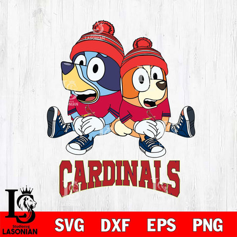 St Louis Cardinals Christmas Bluey & Bingo Sit Cricut , Christmas Svg , Bluey svg , Digital Download, dxf eps png pdf file