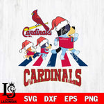 St Louis Cardinals Christmas Family Bluey Walking Cricut , Christmas Svg , Bluey svg , Digital Download, dxf eps png pdf file