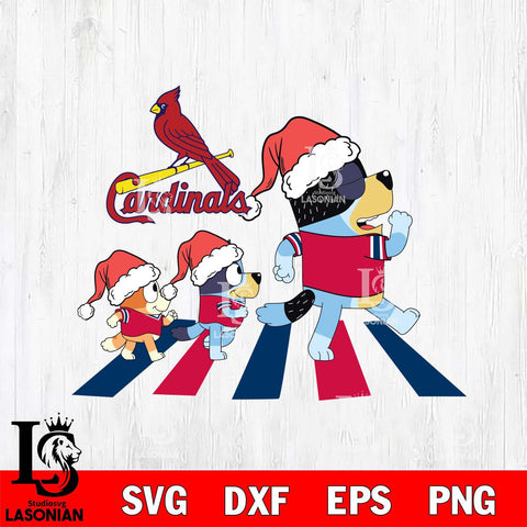 St Louis Cardinals Family Bluey Walking Christmas Svg Eps Dxf Png File, Digital Download, Instant Download