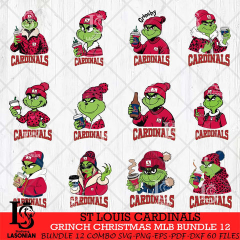 St Louis Cardinals Grinch Christmas MLB Bundle 12 Cut Files Cricut, Svg Dxf Eps Png file , Silhouette