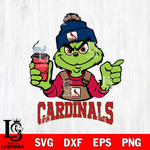 St Louis Cardinals Grinch with coffee Svg Eps Dxf Png File, Digital Download, Instant Download