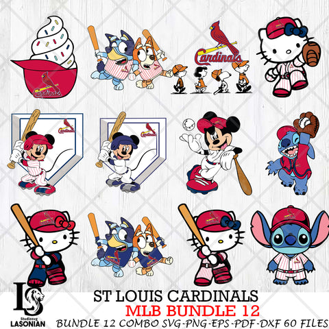 St Louis Cardinals MLB Bundle 12 Svg Eps Dxf Png File, Digital Download, Instant Download