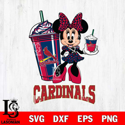 St Louis Cardinals Minnie Mouse Fan And Coffee Svg Eps Dxf Png File, Digital Download, Instant Download