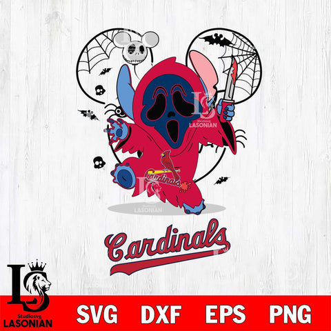 St Louis Cardinals Stitch Ghost Face Halloween 2 Svg Eps Dxf Png File, Digital Download, Instant Download