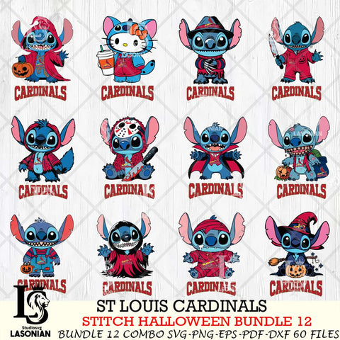 St Louis Cardinals Stitch Horror Bundle 12 SVG Svg Eps Dxf Png File, MLB svg, Digital Download, Instant Download