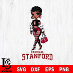 Stanford Cardinal Beautiful Black Fan Girl, Svg Eps Dxf Png File, Digital Download