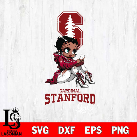 Stanford Cardinal Beauty Black Fan Girl Football, Svg Eps Dxf Png File, Digital Download