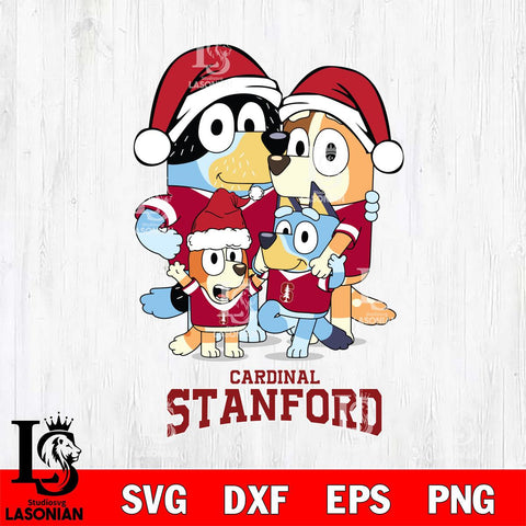 Stanford Cardinal Christmas Bluey Family Sport Cut Files,Bluey Cricut,Christmas Svg , Bluey svg , Digital Download, dxf eps png pdf file