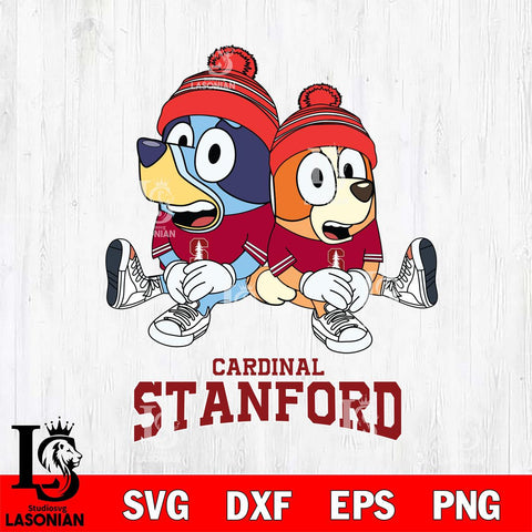 Stanford Cardinal Christmas Bluey & Bingo Sit Cut Files,Bluey Cricut,Christmas Svg , Bluey svg , Digital Download, dxf eps png pdf file