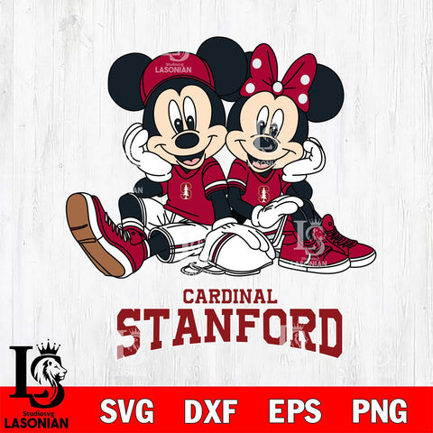 Stanford Cardinal Mickey Minnie Mouse Football Sit Svg Eps Dxf Png File, NCAA svg , File Cut , Digital Download , Instant Download, Cut Svg Files