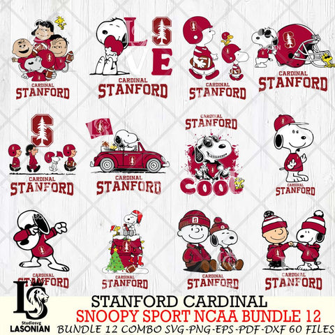 Stanford Cardinal  Snoopy NCAA Bundle 12 SVG Svg Eps Dxf Png File, Digital Download