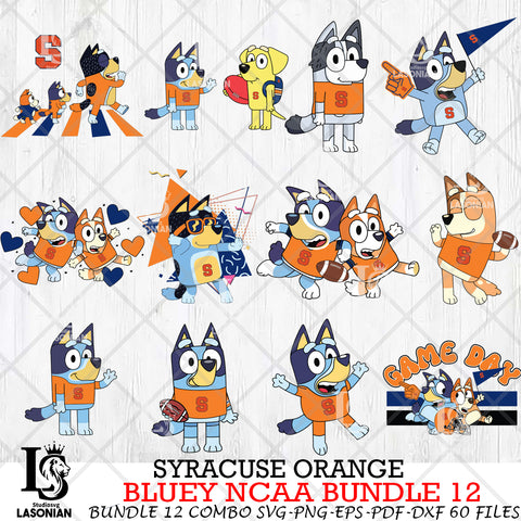 Syracuse Orange Bluey NCAA Bundle 12 Svg Eps Dxf Png File, Digital Download, Instant Download