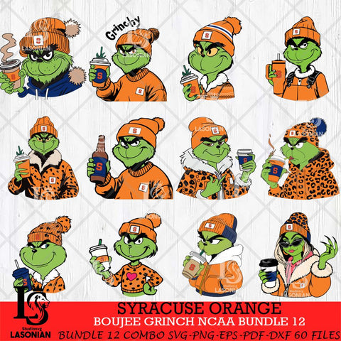 Syracuse Orange Boujee Grinch NCAA Bundle 12 SVG Eps Dxf Png File, Digital Download, Instant Download