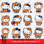 Syracuse Orange Cute Hello Kitty Bundle 12 SVG Eps Dxf Png File, NCAA Bundle svg, Digital Download, Instant Download