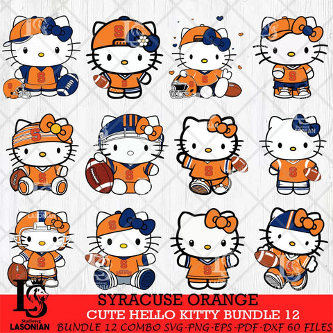 Syracuse Orange Cute Hello Kitty Bundle 12 SVG Eps Dxf Png File, NCAA Bundle svg, Digital Download, Instant Download