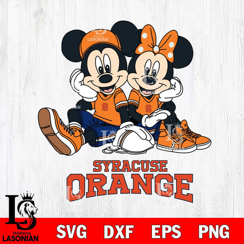 Syracuse Orange Mickey Minnie Mouse Football Sit Svg Eps Dxf Png File, NCAA svg , File Cut , Digital Download , Instant Download, Cut Svg Files