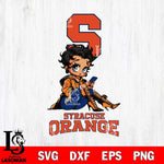 Syracuse Orange Style Black Fan Girl Betty Boop, Svg Eps Dxf Png File, Digital Download