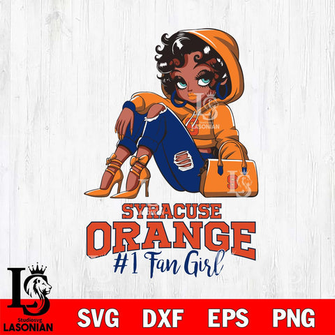 Syracuse Orange #1 beauty Black Fan Girl, Svg Eps Dxf Png File, Digital Download