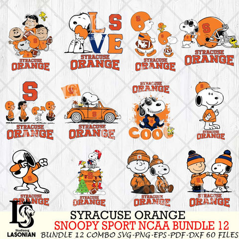 Syracuse Orange  Snoopy NCAA Bundle 12 SVG Svg Eps Dxf Png File, Digital Download