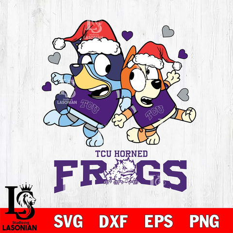 TCU Horned Frogs Bluey Christmas NFL Svg Eps Dxf Png File, Digital Download