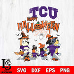 TCU Horned Frogs Bluey Halloween Family Svg Eps Dxf Png File, Digital Download, Instant Download