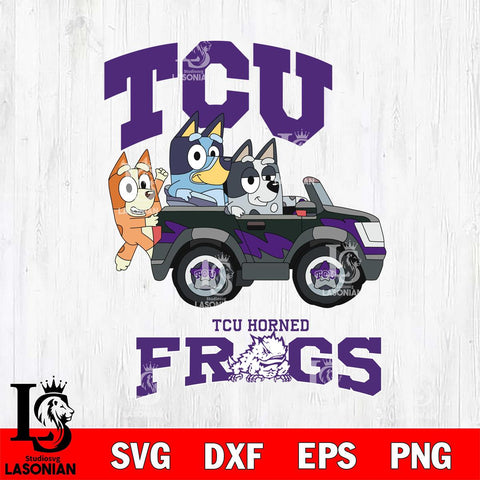 TCU Horned Frogs Bluey friends car Svg Eps Dxf Png File, NCAA svg, Digital Download, Instant Download