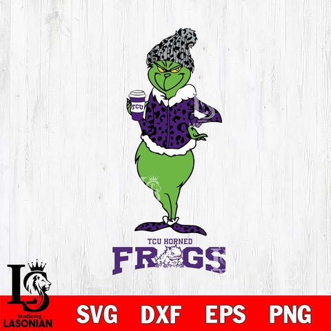 TCU Horned Frogs Grinch Leopard Coffee Svg Eps Dxf Png File, Digital Download, Instant Download