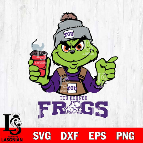 TCU Horned Frogs Grinch with coffee Svg Eps Dxf Png File, Digital Download, Instant Download