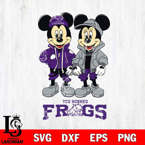 TCU Horned Frogs Mickey Minnie Mouse Football Svg Eps Dxf Png File, NCAA svg , File Cut , Digital Download , Instant Download, Cut Svg Files