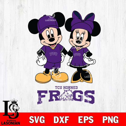 TCU Horned Frogs Mickey Minnie Rugby Svg Eps Dxf Png File, NCAA svg , File Cut , Digital Download , Instant Download, Cut Svg Files