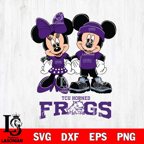 TCU Horned Frogs Mickey Minnie Rugby ball Svg Eps Dxf Png File, NCAA svg , File Cut , Digital Download , Instant Download, Cut Svg Files