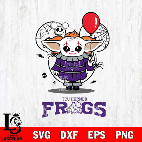 TCU Horned Frogs Stitch Pennywise Halloween Svg Eps Dxf Png File, Digital Download, Instant Download