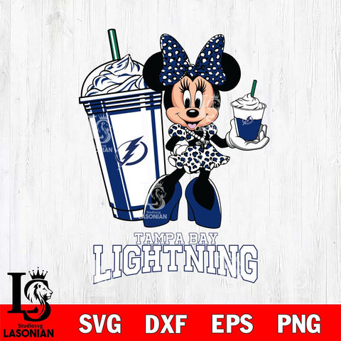 Tampa Bay Lightning Minnie Mouse Fan And Coffee Svg Eps Dxf Png File, Digital Download, Instant Download