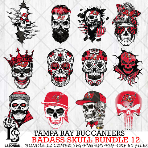 Tampa Bay Buccaneers Badass Skull Bundle SVG,, Digital Download , Instant Download