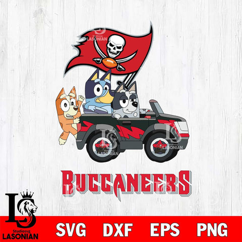 Tampa Bay Buccaneers Bluey friends car Svg Eps Dxf Png File, NFL svg, Digital Download, Instant Download