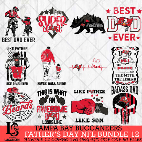 Tampa Bay Buccaneers Fathers Day NFL Bundle 12 Svg Eps Dxf Png File, Digital Download, Instant Download