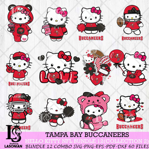 Tampa Bay Buccaneers Hello Kitty Bundle 12 SVG Svg Eps Dxf Png File, Digital Download, Instant Download