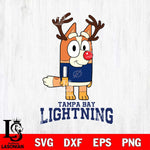 Tampa Bay Lightning Bluey Chilli Christmas Deer Svg Eps Dxf Png File, Digital Download